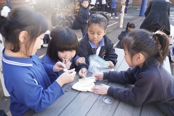 Students eating ice cream
