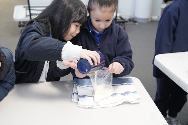 Students making ice cream